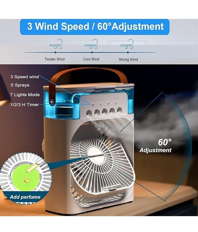 Portable Air Conditioners - Small AC Quiet Personal Air Cooler,USB Powered Mini Desktop Cooling Misting Fan, 1 | 2 | 3 Timer 3 Smart Speeds,360°Adjustment Office, Home, Room, Carved Design