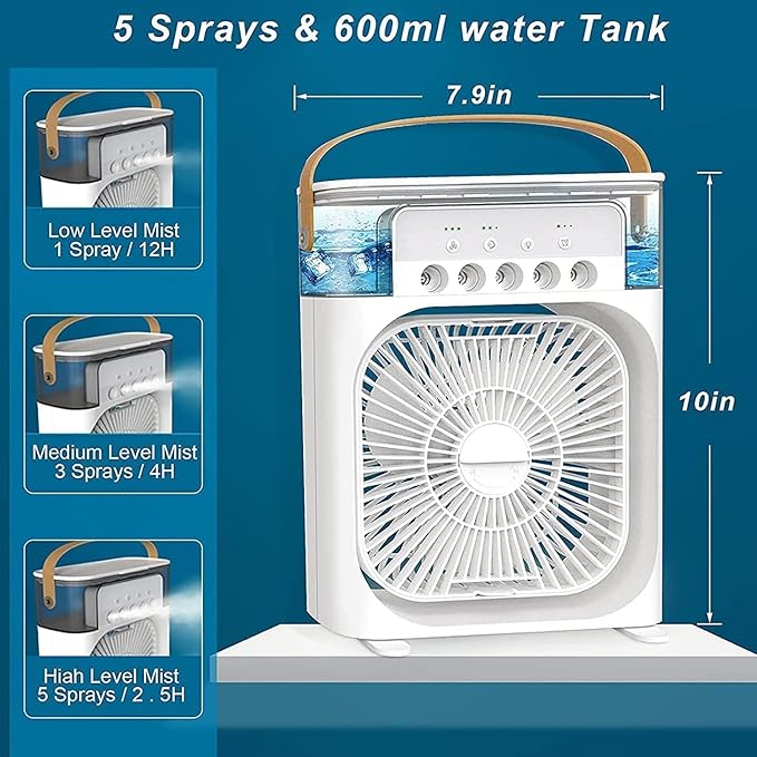 Portable Air Conditioners - Small AC Quiet Personal Air Cooler,USB Powered Mini Desktop Cooling Misting Fan, 1 | 2 | 3 Timer 3 Smart Speeds,360°Adjustment Office, Home, Room, Carved Design